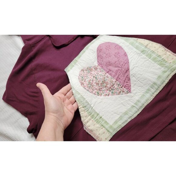 Plus size Quilted Hoodie reworked upcycled Womens size 20 repurposed Burgandy - Picture 6 of 7